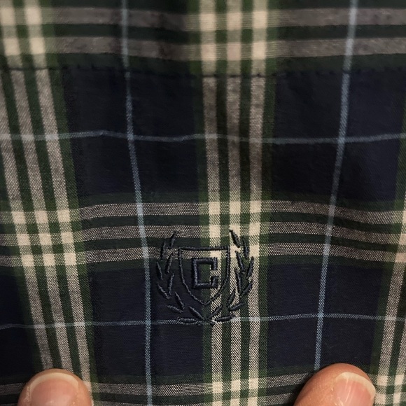 Chaps men’s XL blues& cream plaid long sleeve button down.‎ Easy care pocket - Picture 3 of 7